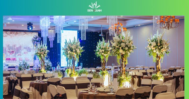 Trung tâm tiệc cưới Hà Dương Palace có không gian bày trí trang trọng
