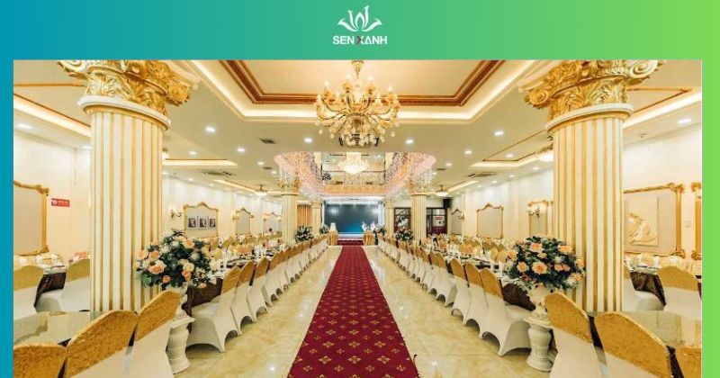 Trung tâm sự kiện Lừng Hoàn Palace có quy mô 3000m2 với 2 sảnh tiệc