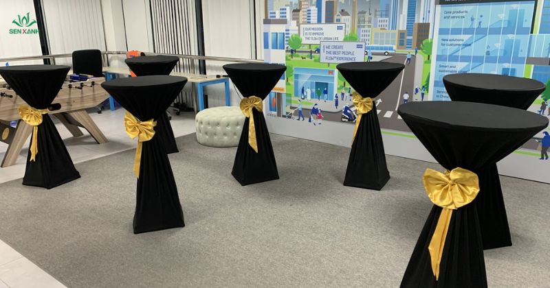 Cho thuê bàn bar bọc vải đen 