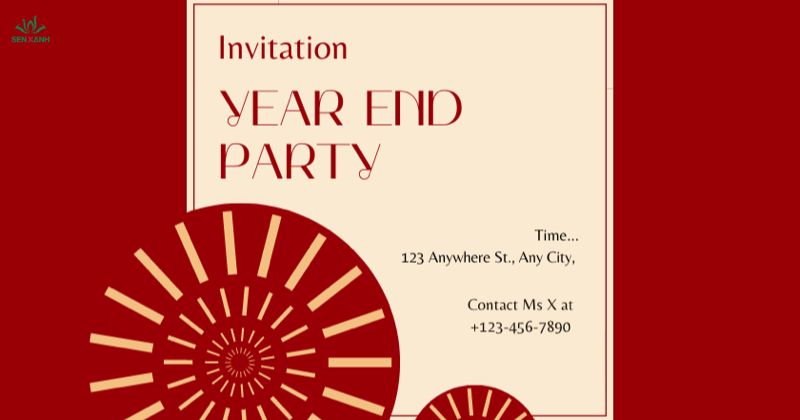 Thiệp mời year end parry mẫu 6