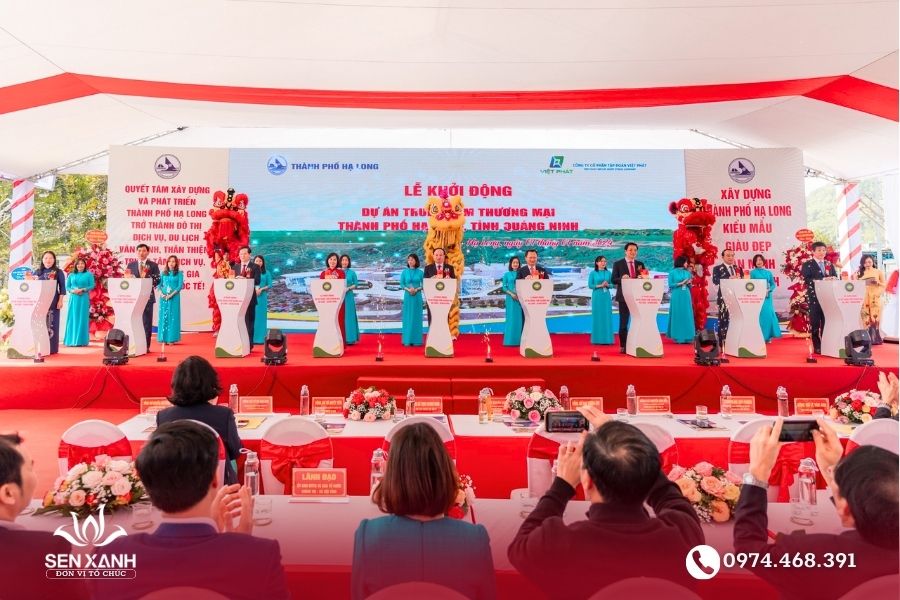 backdrop lễ khởi công dự án thương mại