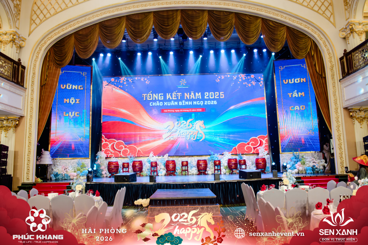 Hội trường sân khấu Year end party Phúc Khang 2025