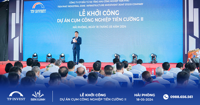 backdrop lế khởi công được thiết kế đẹp mắt