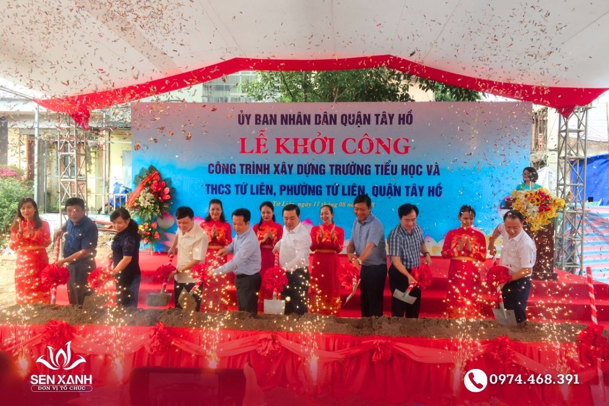 background lễ khởi công công trình tiểu học