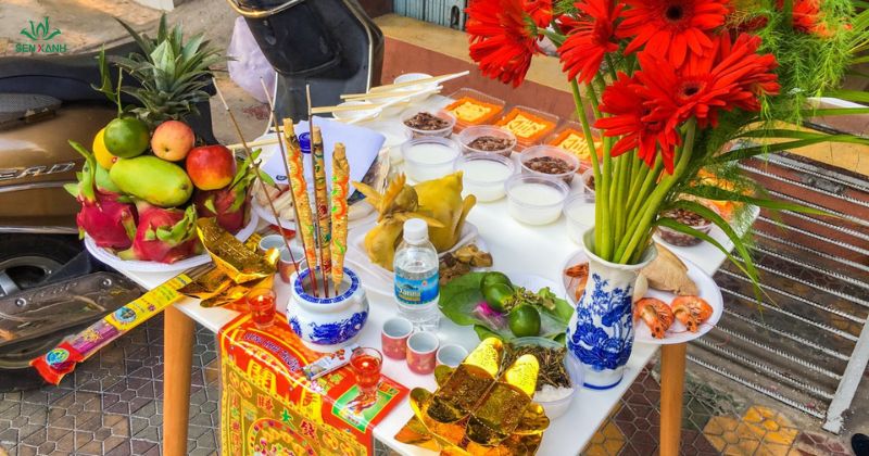 Cúng động thổ xây nhà với lễ vật đầy đủ