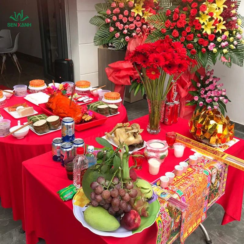 mâm cúng ngoài trời