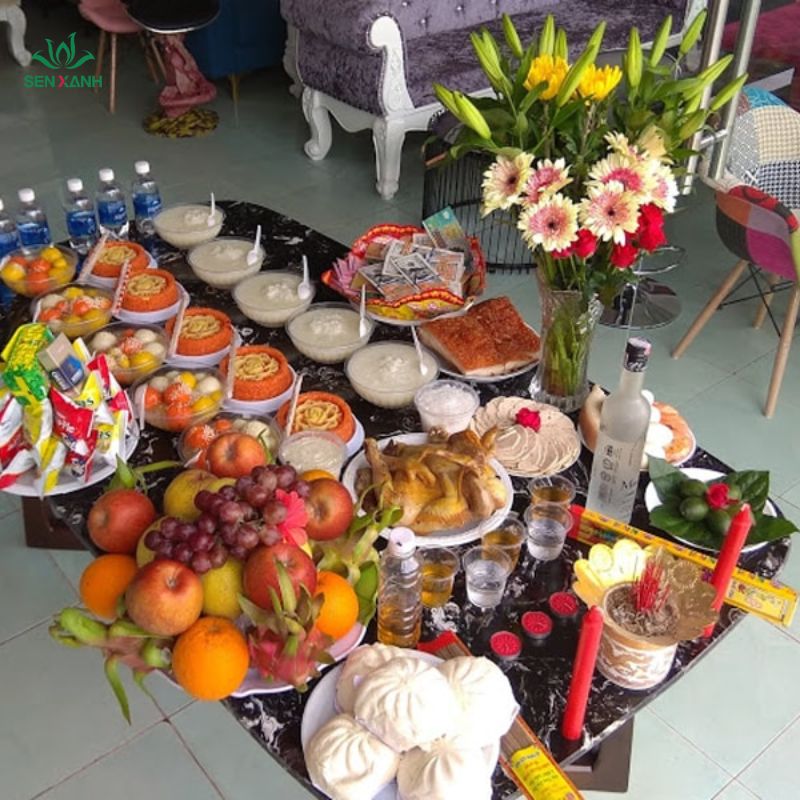 mâm lễ vật đủ đầy