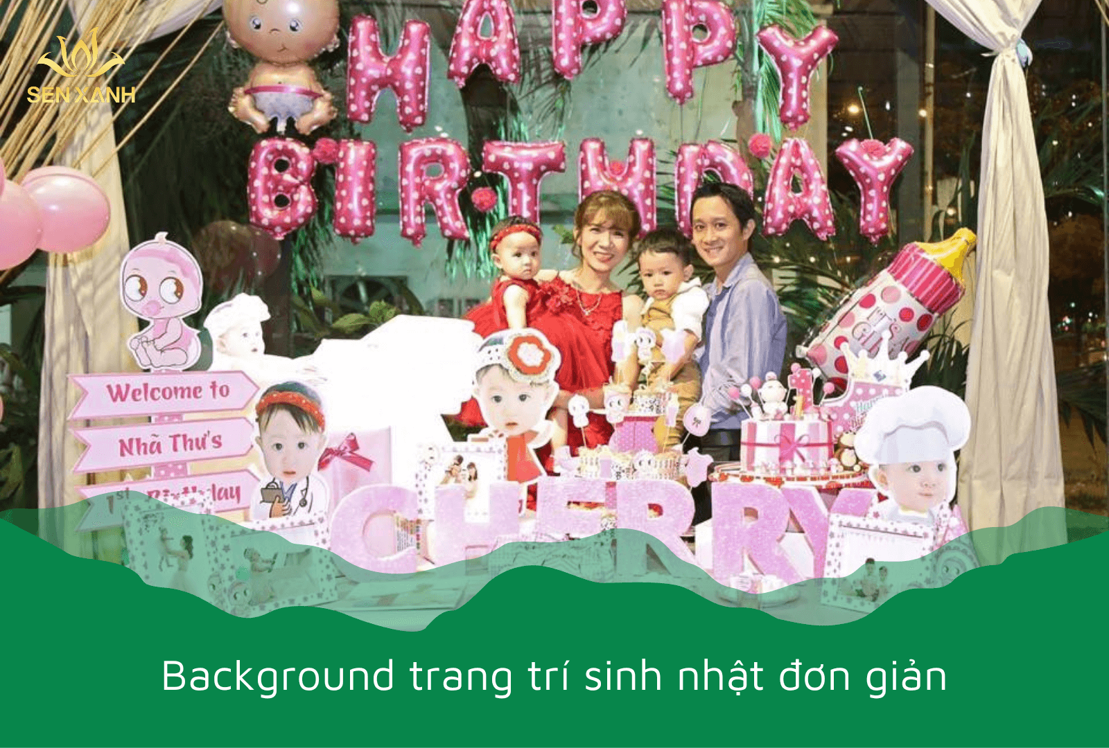 Background decor sinh nhật b&eacute; g&aacute;i đơn giản