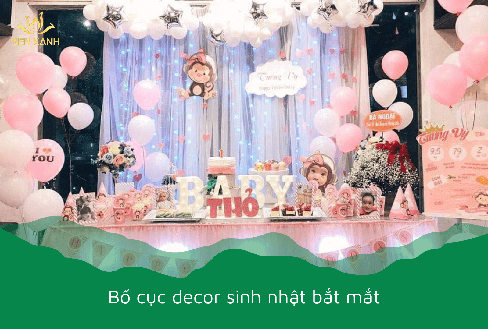 Decor sinh nhật cho b&eacute; g&aacute;i bắt mắt