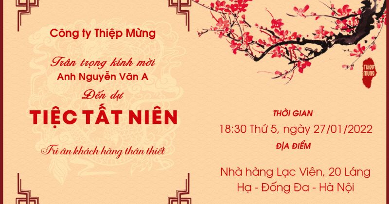 Hướng dẫn cách viết thư mời tiệc tất niên ấn tượng 2 Thư mời tiệc tất niên