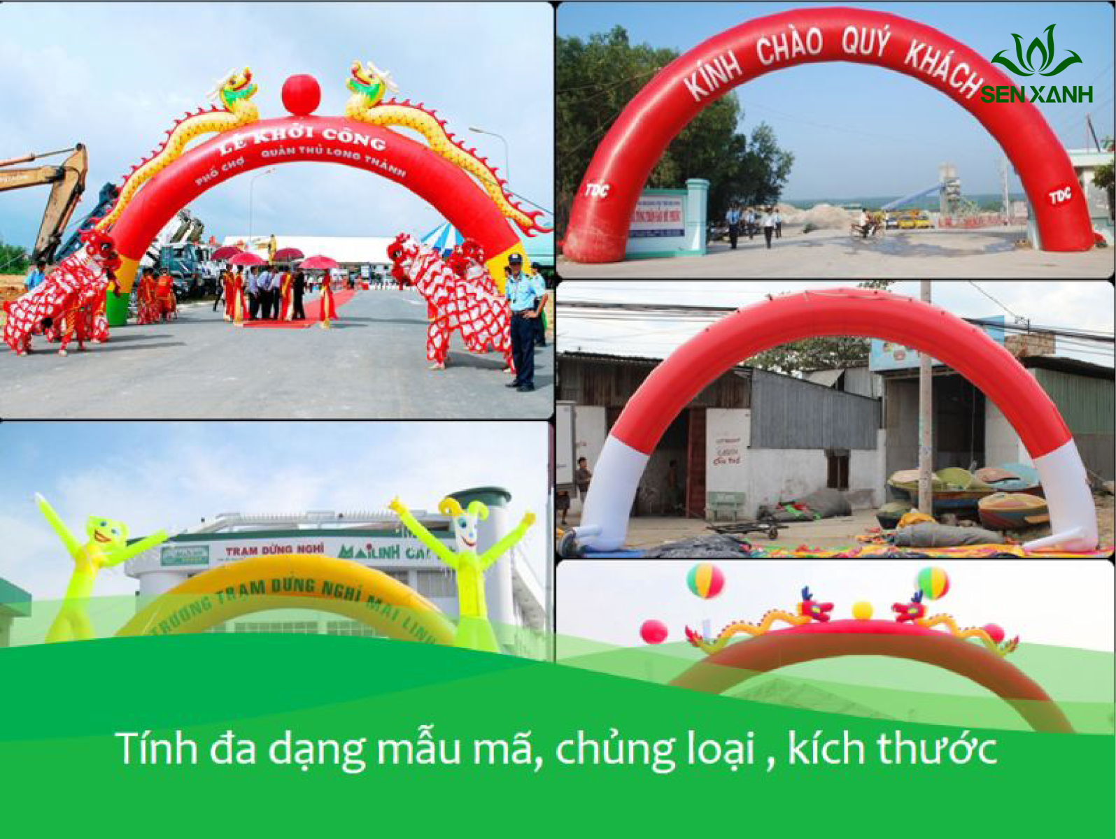 Cổng hơi do Sen Xanh Event cung cấp rất đa dạng về kiểu dáng, mẫu mã